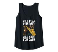Mujer Will Play for Free Saxofón Jugador Saxofón Camiseta sin Mangas