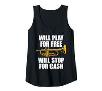 Mujer Will Play for Free trompetista Trompeta Trompeta Camiseta sin Mangas