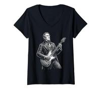 Mujer William Henry Harrison Guitarra Camiseta Cuello V