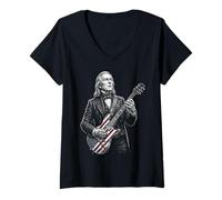 Mujer William Henry Harrison Guitarra Camiseta Cuello V