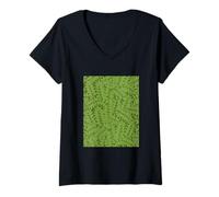 Mujer William Morris Branch Patrón botánico Hojas de Bosque Floral Camiseta Cuello V