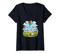 Mujer Wind Line Calm Cometa Carrete Viento Camiseta Cuello V