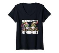 Mujer Wine Gnomes For Women and Men Funny Drinking with My Gnomies Camiseta Cuello V