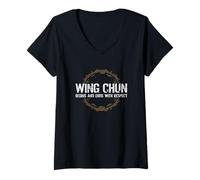 Mujer Wing Chun Comienza y Termina con Respeto a Las Artes Marciales Camiseta Cuello V