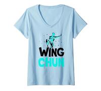 Mujer Wing Chun Entrenamiento Entrenamiento Luchador de Artes Marciales Camiseta Cuello V