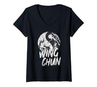 Mujer Wing Chun Entrenamiento Luchador Entrenamiento Artes Marciales Camiseta Cuello V