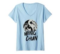 Mujer Wing Chun Entrenamiento Luchador Entrenamiento Artes Marciales Camiseta Cuello V