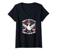 Mujer Wing It Like It's 1776 Goose Honk Si eres libre USA 250 Camiseta Cuello V