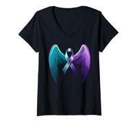 Mujer Wings for Suicidio Prevención Concientización Apoyo a la Salud Mental Camiseta Cuello V