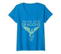 Mujer Wings of Fire Girl Loves Dragons Camiseta Cuello V