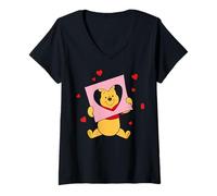Mujer Winnie The Pooh Heart Paper Valentine Camiseta Cuello V
