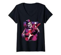 Mujer Winston Churchill Hombre Lobo Tocando Guitarra Luna Llena Británico Camiseta Cuello V