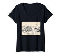 Mujer Winston-Salem Carolina del Norte Vintage Horizonte Dibujo Camiseta Cuello V