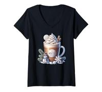 Mujer Winter Hot Cocoa Xmas Mug For Women Who Loves Coffee Latte Camiseta Cuello V