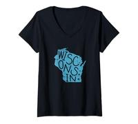 Mujer Wisconsin Estados Unidos América Estado Camiseta Cuello V