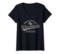 Mujer Wisconsin The Badger State EST 1848 Camiseta Cuello V