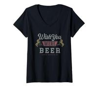 Mujer Wish You were Beer Vintage Bar Camiseta Cuello V