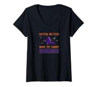 Mujer Witch Better Have My Candy, Divertido diseño de Halloween Camiseta Cuello V