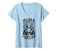 Mujer Witch Familiar Halloween Brujería wiccana Arte Pop gótico Camiseta Cuello V