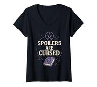 Mujer Witchy Book Club Lector pagano Ficción Oculta Ritual Coven Camiseta Cuello V