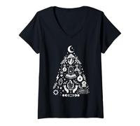Mujer Witchy Christmas Tree Witchcraft Wicca Gothic Christmas Camiseta Cuello V