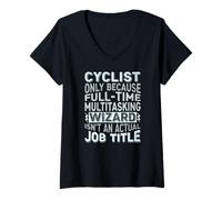 Mujer Wizard Job Title Quote - Funny Cyclist Camiseta Cuello V