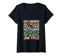 Mujer Wizard Job Title Quote - Funny Data Engineer Camiseta Cuello V