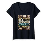 Mujer Wizard Job Title Quote - Funny Detailer Camiseta Cuello V