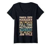 Mujer Wizard Job Title Quote - Funny Financial Center Manager Camiseta Cuello V