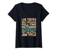 Mujer Wizard Job Title Quote - Funny Lab Tester Camiseta Cuello V