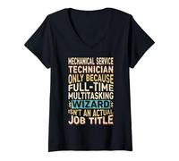 Mujer Wizard Job Title Quote - Funny Mechanical Service Technician Camiseta Cuello V