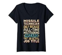 Mujer Wizard Job Title Quote - Funny Missile Technician Camiseta Cuello V