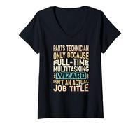 Mujer Wizard Job Title Quote - Funny Parts Technician Camiseta Cuello V