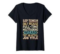 Mujer Wizard Job Title Quote - Funny Sleep Technician Camiseta Cuello V