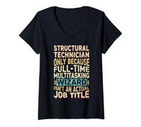 Mujer Wizard Job Title Quote - Funny Structural Technician Camiseta Cuello V