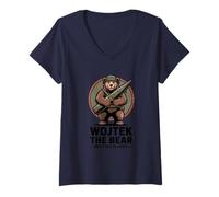Mujer Wojtek Bear Soldado Artillería Camiseta Cuello V