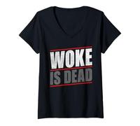 Mujer Woke Is Dead Camiseta Cuello V