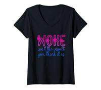 Mujer Woke Isn't The Insult You Think it is Bi Flowers Bisexual Camiseta Cuello V