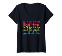 Mujer Woke Isn't The Insult You Think it is Pan Flowers Pansexual Camiseta Cuello V