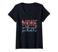 Mujer Woke Isn't The Insult You Think it is Retro Flowers Vintage Camiseta Cuello V
