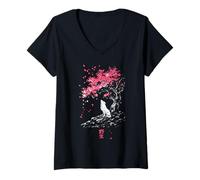 Mujer Wolf Under The Tree Camiseta Cuello V