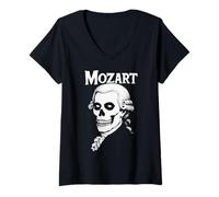 Mujer Wolfgang Amadeus Mozart Band Logo, compositor de música clásica Camiseta Cuello V
