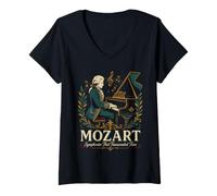 Mujer Wolfgang Amadeus Mozart Compositor Pianista Camiseta Cuello V