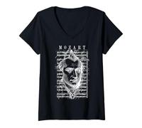 Mujer Wolfgang Amadeus Mozart Partitura Clásica Notas Vintage Camiseta Cuello V