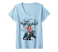 Mujer Women Cowgirl I Don't Always Drink Whiskey but When I Do Camiseta Cuello V
