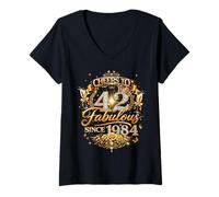 Mujer Womens Cheers to 42 Years Old EST 1984 42nd Birthday Queen Camiseta Cuello V