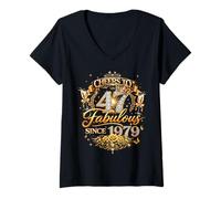 Mujer Womens Cheers to 47 Years Old EST 1979 47th Birthday Queen Camiseta Cuello V