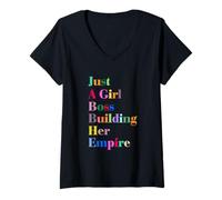 Mujer Women's Girls Just A Girl Boss Building Her Empire Quotes Camiseta Cuello V