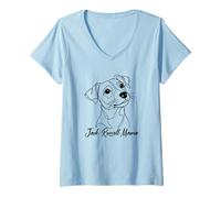 Mujer Womens Girls Minimalist Line Art Jack Russell Terrier Mama Camiseta Cuello V