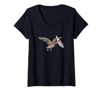 Mujer Womens Girls Sugar Skull Muertos Pterodactyl Pterosaur Lover Camiseta Cuello V